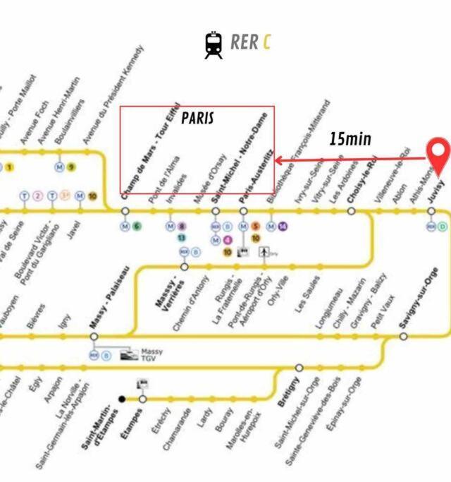 Superbe Appart Entier Au Pied De La Gare Rer, A 15 Min De Paris & Orly ジュヴィジー・シュロルジュ エクステリア 写真